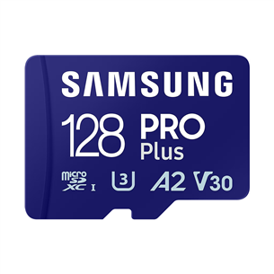 Samsung PRO Plus, 2023, microSDXC, 128 ГБ, синий - Карта памяти и адаптер