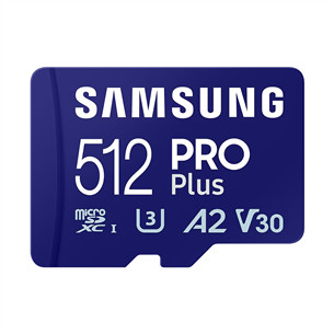 Samsung PRO Plus, 2023, microSDXC, 512 ГБ, синий - Карта памяти и адаптер