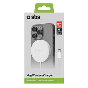 SBS Wireless Charger, 15 W, MagSafe, valge - Juhtmevaba laadija