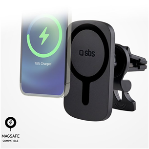 SBS MagCharge, 7.5 W, MagSafe, 360° pööratav, must - Juhtmevaba laadija / telefonihoidja autosse