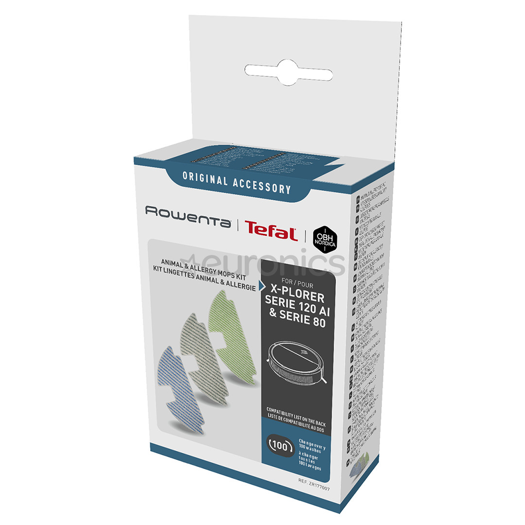 Tefal, 3 шт. - Тряпки-накладки из микрофибры для робота-пылесоса Xplorer S80 & S120