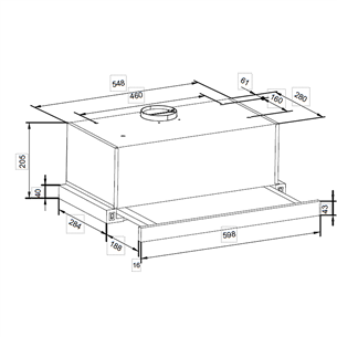 Hansa, 389 m³/h, width 60 cm, black - Built-in cooker hood