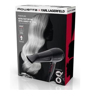 Rowenta x Karl Lagerfeld Powerline, 2100 W, black - Hairdryer