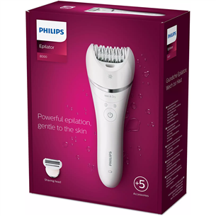 Philips Epilator Series 8000, Wet & Dry, white - Epilator