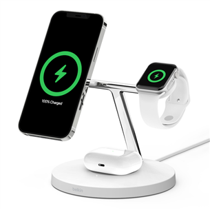 Belkin Boost Charge Pro 3-in-1, MagSafe, 15 W, valge - Laadimisdokk