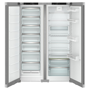 Liebherr, 399 L + 277 L, height 186 cm, silver - SBS Refrigerator