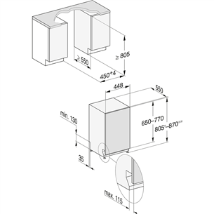 Miele, 9 place settings - Built-in dishwasher