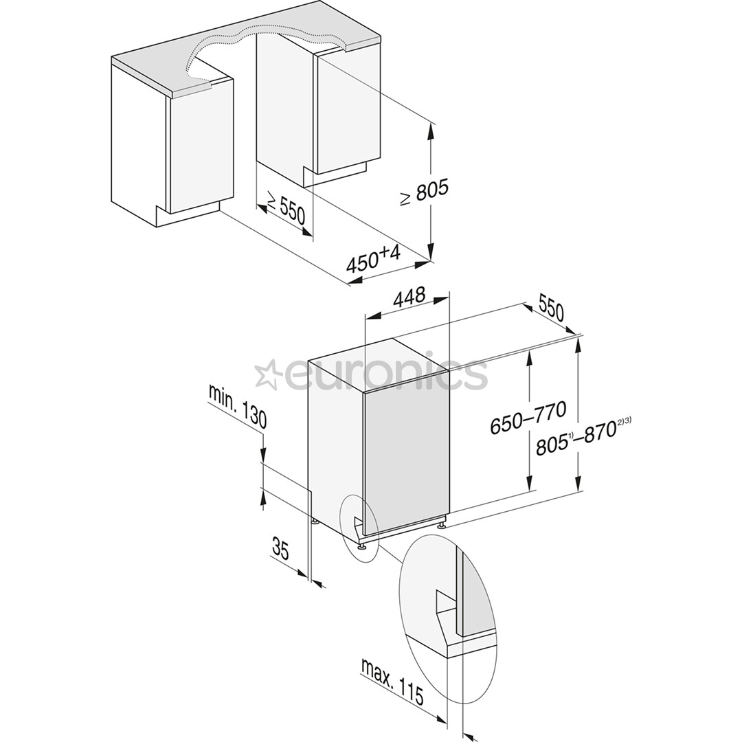 Miele, 9 place settings - Built-in dishwasher