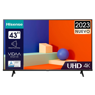 Hisense A6K, 43'', Ultra HD, LED LCD, jalad ääres, must - Teler