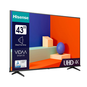 Hisense A6K, 43'', Ultra HD, LED LCD, боковые ножки, черный - Телевизор