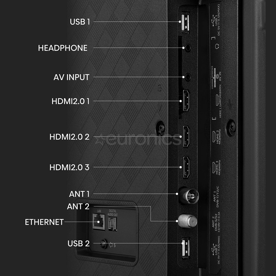Hisense A6K, 43'', Ultra HD, LED LCD, jalad ääres, must - Teler
