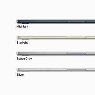 Apple MacBook Air 15" (2023), M2 8C/10C, 8 GB, 256 GB, ENG, kosmosehall - Sülearvuti