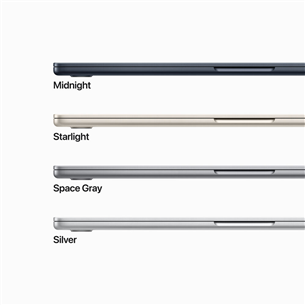 Apple MacBook Air 15" (2023), M2 8C/10C, 8 GB, 256 GB, RUS, kosmosehall - Sülearvuti
