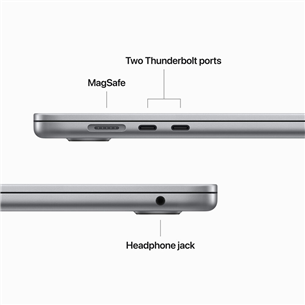 Apple MacBook Air 15" (2023), M2 8C/10C, 8 GB, 256 GB, SWE, kosmosehall - Sülearvuti