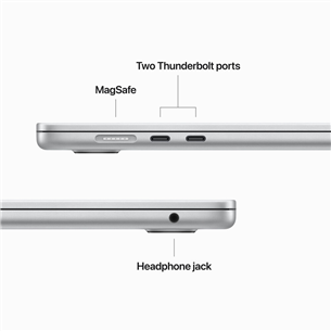 Apple MacBook Air 15" (2023), M2 8C/10C, 8 ГБ, 256 ГБ, SWE, серебристый - Ноутбук