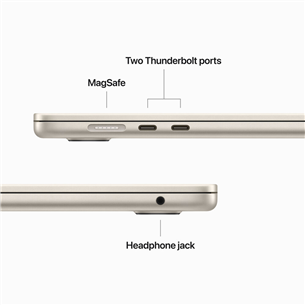 Apple MacBook Air 15" (2023), M2 8C/10C, 8 GB, 512 GB, SWE, kuldne - Sülearvuti