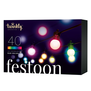 Twinkly Festoon Lights 40 RGB, 20 м, черный - Умная гирлянда