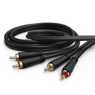 Hama Audio Cable, 2 RCA - 2 RCA, gold-plated, 1,5 m, black - Cable