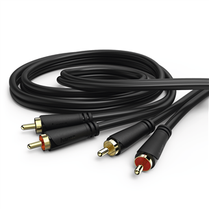 Hama Audio Cable, 2 RCA - 2 RCA, kullatud, 1,5 m, must - Kaabel