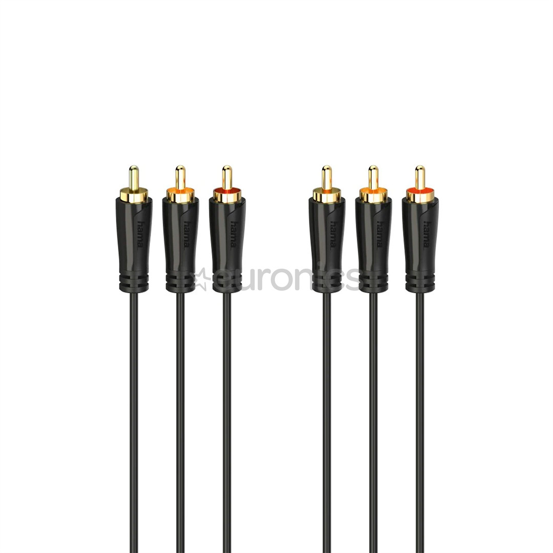 Hama Audio/Video Cable, 3 RCA - 3 RCA, gold-plated, 1.5 m, black - Cable
