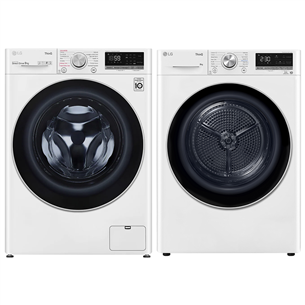 LG, 9 kg + 8 kg - Washing machine + Clothes dryer