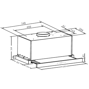 Hansa, 508 m³/h, width 60 cm, black - Built-in cooker hood