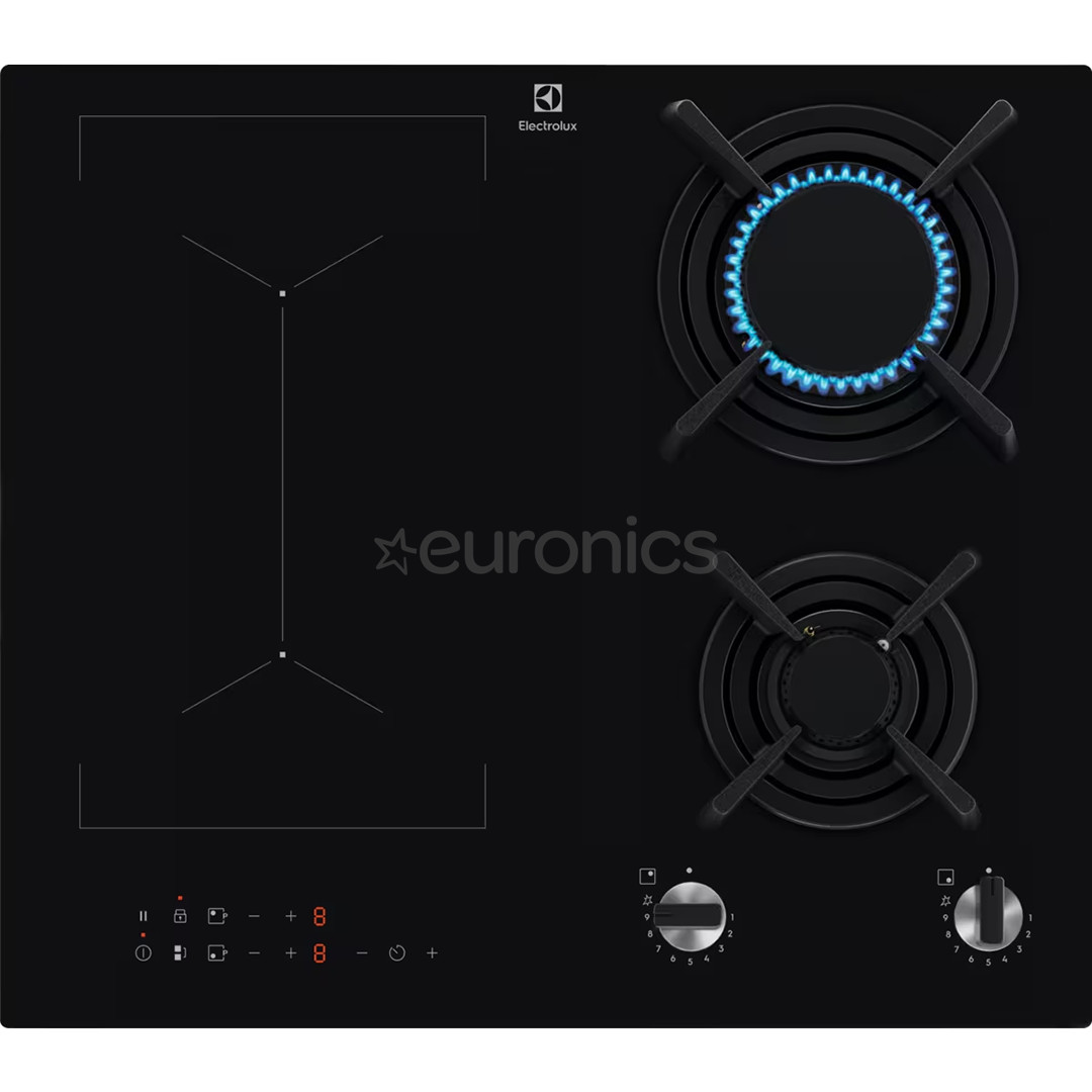 Electrolux, ширина 60 см, черный - Интегрируемая индукционная/газовая варочная панель