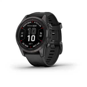 Garmin fēnix 7s Pro Sapphire Solar, 42mm, tumehall DLC titaan / must silikoon rihm - Spordikell
