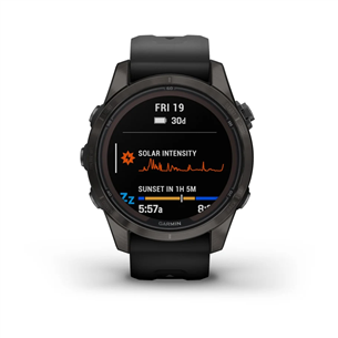 Garmin fēnix 7s Pro Sapphire Solar, 42mm, tumehall DLC titaan / must silikoon rihm - Spordikell