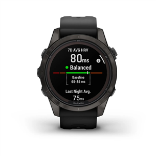 Garmin fēnix 7s Pro Sapphire Solar, 42mm, tumehall DLC titaan / must silikoon rihm - Spordikell