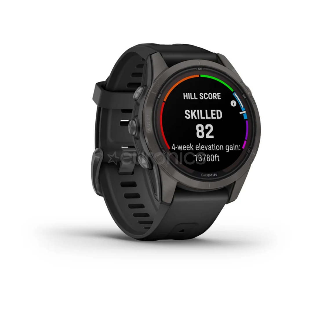 Garmin fēnix 7s Pro Sapphire Solar, 42mm, tumehall DLC titaan / must silikoon rihm - Spordikell