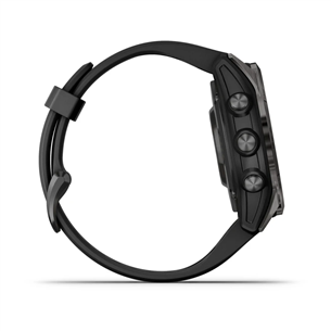 Garmin fēnix 7s Pro Sapphire Solar, 42mm, tumehall DLC titaan / must silikoon rihm - Spordikell