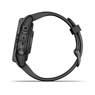 Garmin fēnix 7s Pro Sapphire Solar, 42mm, dark gray DLC titanium / black silicone band - Sports watch