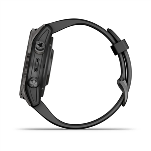 Garmin fēnix 7s Pro Sapphire Solar, 42mm, tumehall DLC titaan / must silikoon rihm - Spordikell