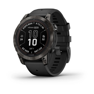 Garmin fēnix 7 Pro Sapphire Solar, 47 mm, tumehall DLC titaan / must silikoon rihm - Spordikell