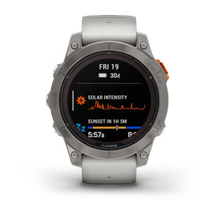 Garmin fenix 7 Pro Sapphire Solar, 47 mm, titanium / gray and orange silicone band - Sports watch