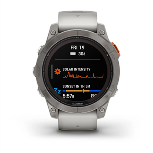 Garmin fenix 7 Pro Sapphire Solar, 47 mm, titanium / gray and orange silicone band - Sports watch