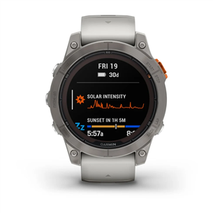 Garmin fenix 7 Pro Sapphire Solar, 47 мм, титановый серый/серо-оранжевый силиконовый ремешок - Спортивные часы