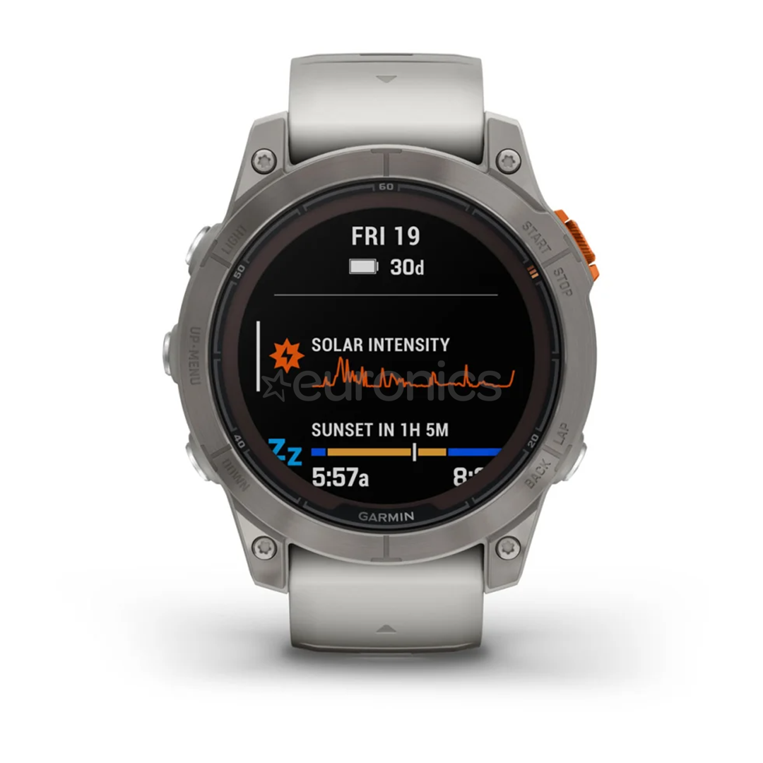 Garmin fenix 7 Pro Sapphire Solar, 47 mm, titanium / gray and orange silicone band - Sports watch