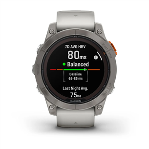 Garmin fenix 7 Pro Sapphire Solar, 47 mm, titaan / hall ja oranž silikoon rihm - Spordikell