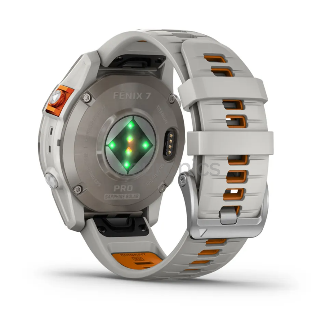 Garmin fenix 7 Pro Sapphire Solar, 47 mm, titanium / gray and orange silicone band - Sports watch