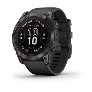 Garmin fenix 7X Pro Sapphire Solar, 51 mm, dark gray DLC titanium / black silicone band - Sports watch