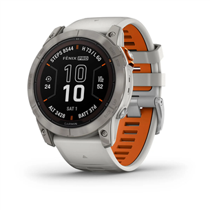 Garmin fenix 7X Pro Sapphire Solar, 51 mm, titaan / hall ja oranž rihm - Spordikell 010-02778-15