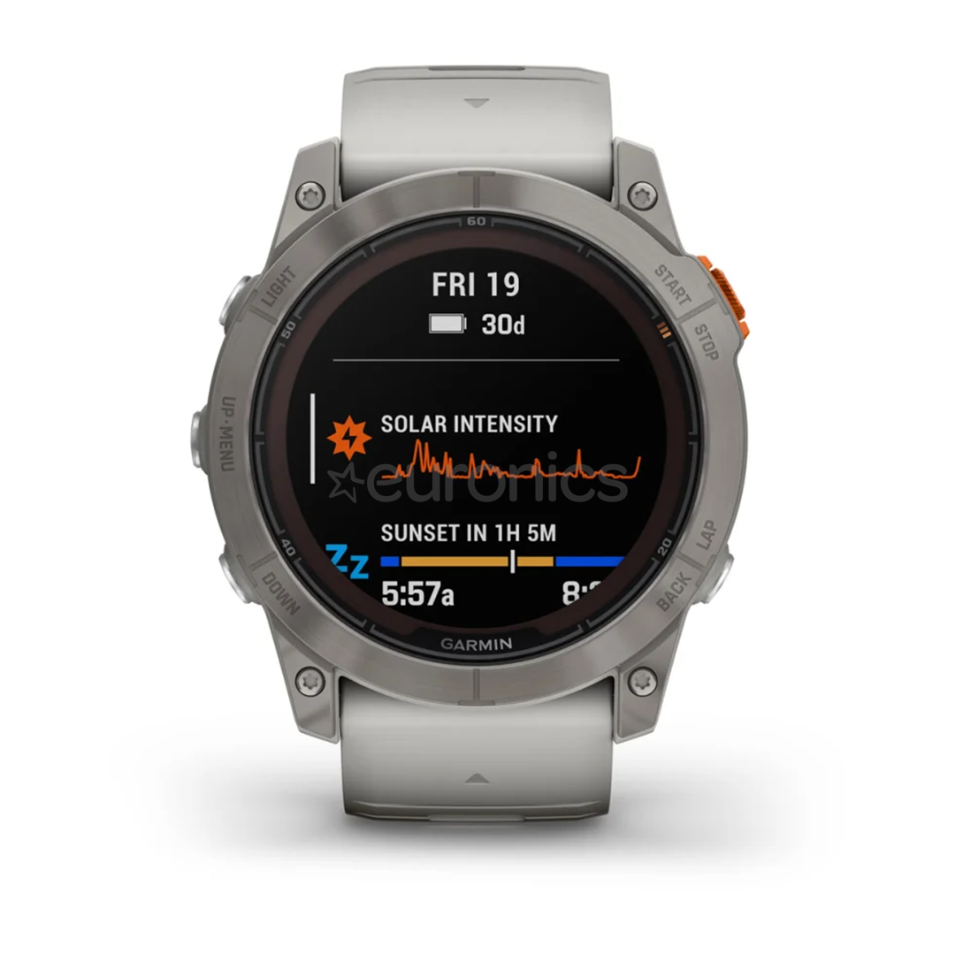Garmin fenix 7X Pro Sapphire Solar, 51 mm, titanium / gray and orange silicone band - Sports watch