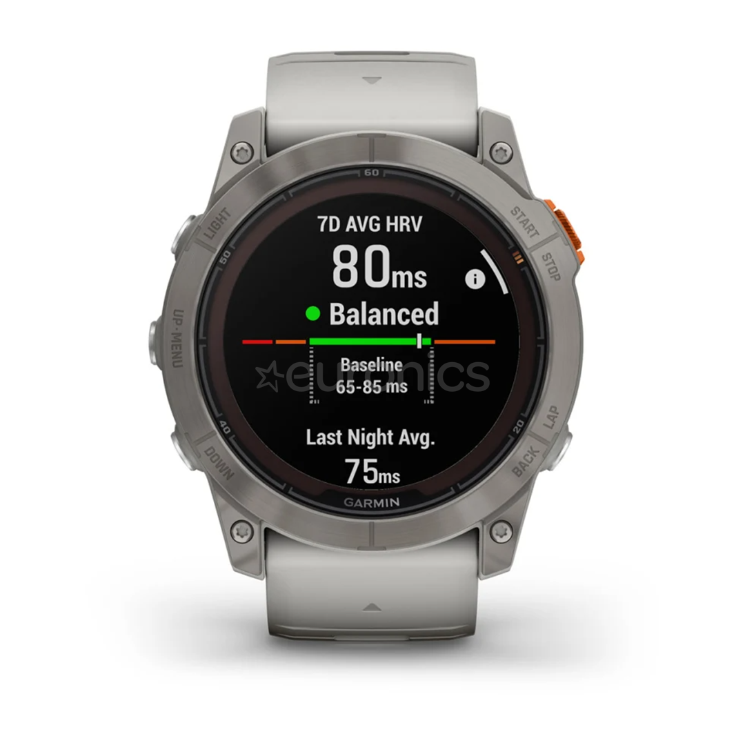 Garmin fenix 7X Pro Sapphire Solar, 51 mm, titanium / gray and orange silicone band - Sports watch