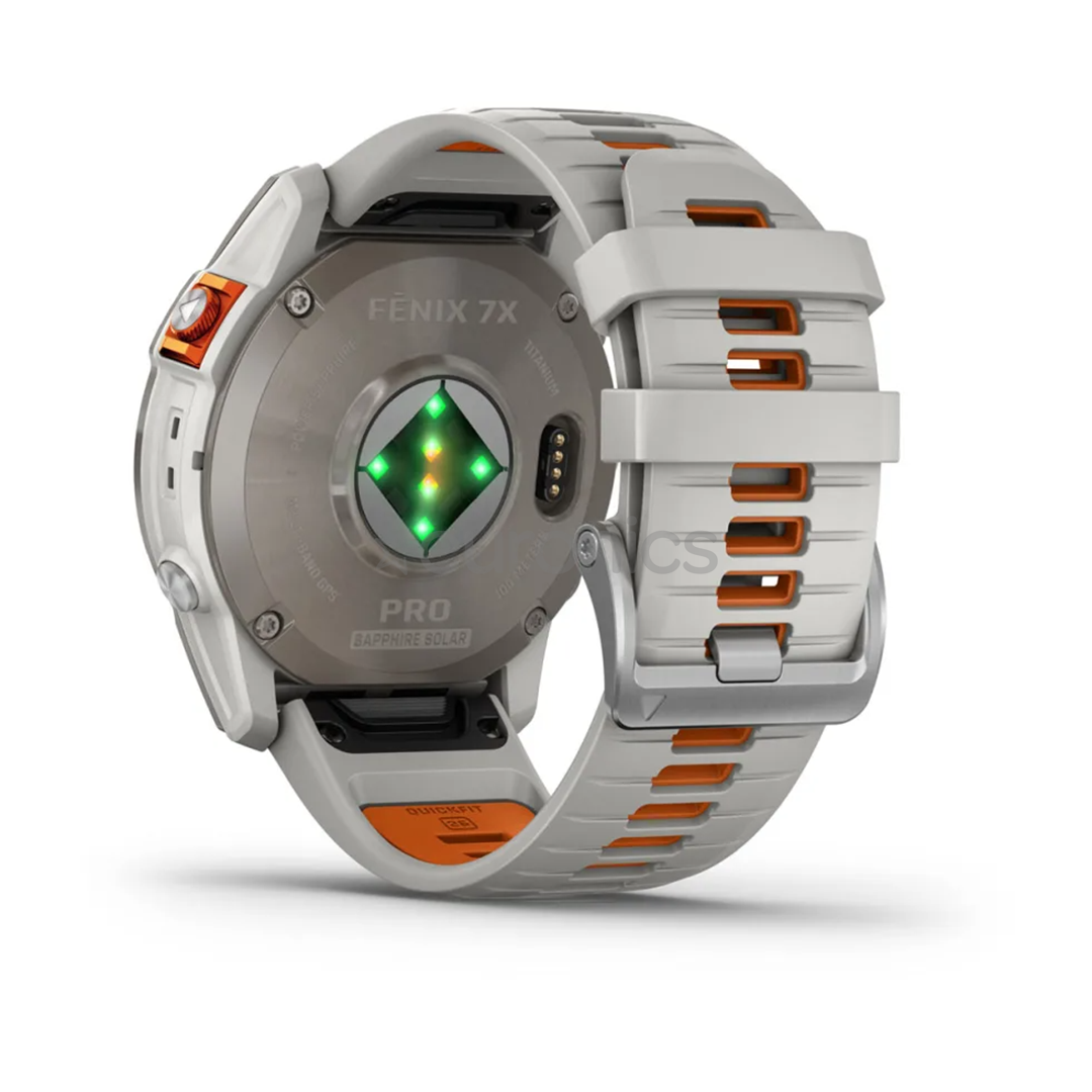 Garmin fenix 7X Pro Sapphire Solar, 51 mm, titanium / gray and orange silicone band - Sports watch