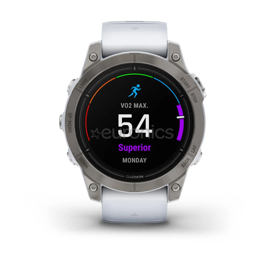 Garmin epix Pro (Gen 2) Sapphire, 47 mm, titanium / white silicone band - Sports watch