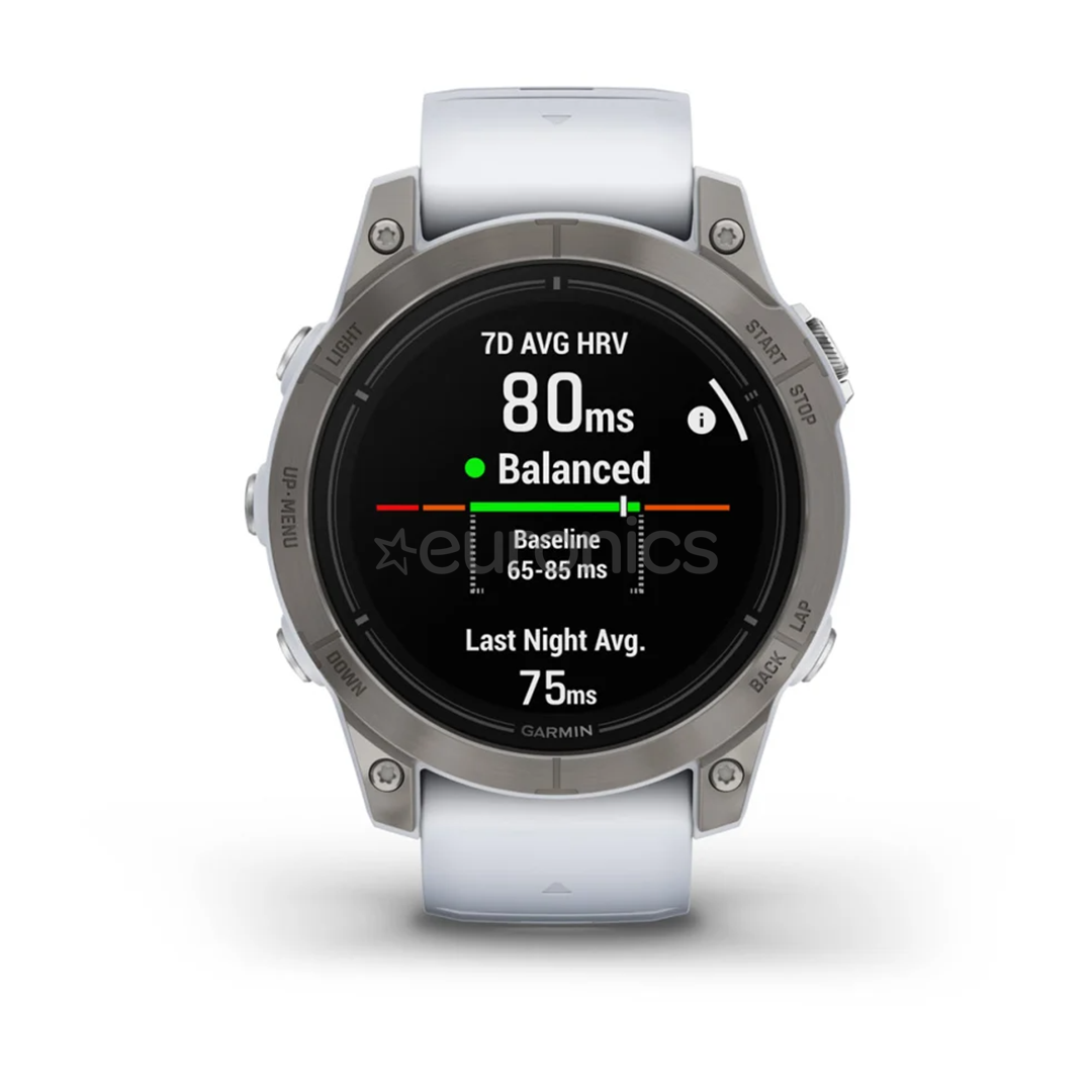 Garmin epix Pro (Gen 2) Sapphire, 47 mm, titanium / white silicone band - Sports watch