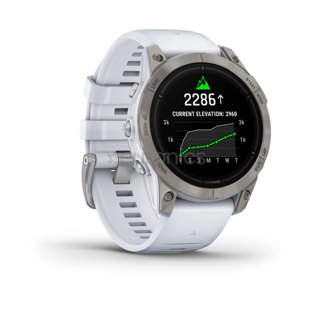 Garmin epix Pro (Gen 2) Sapphire, 47 mm, titanium / white silicone band - Sports watch
