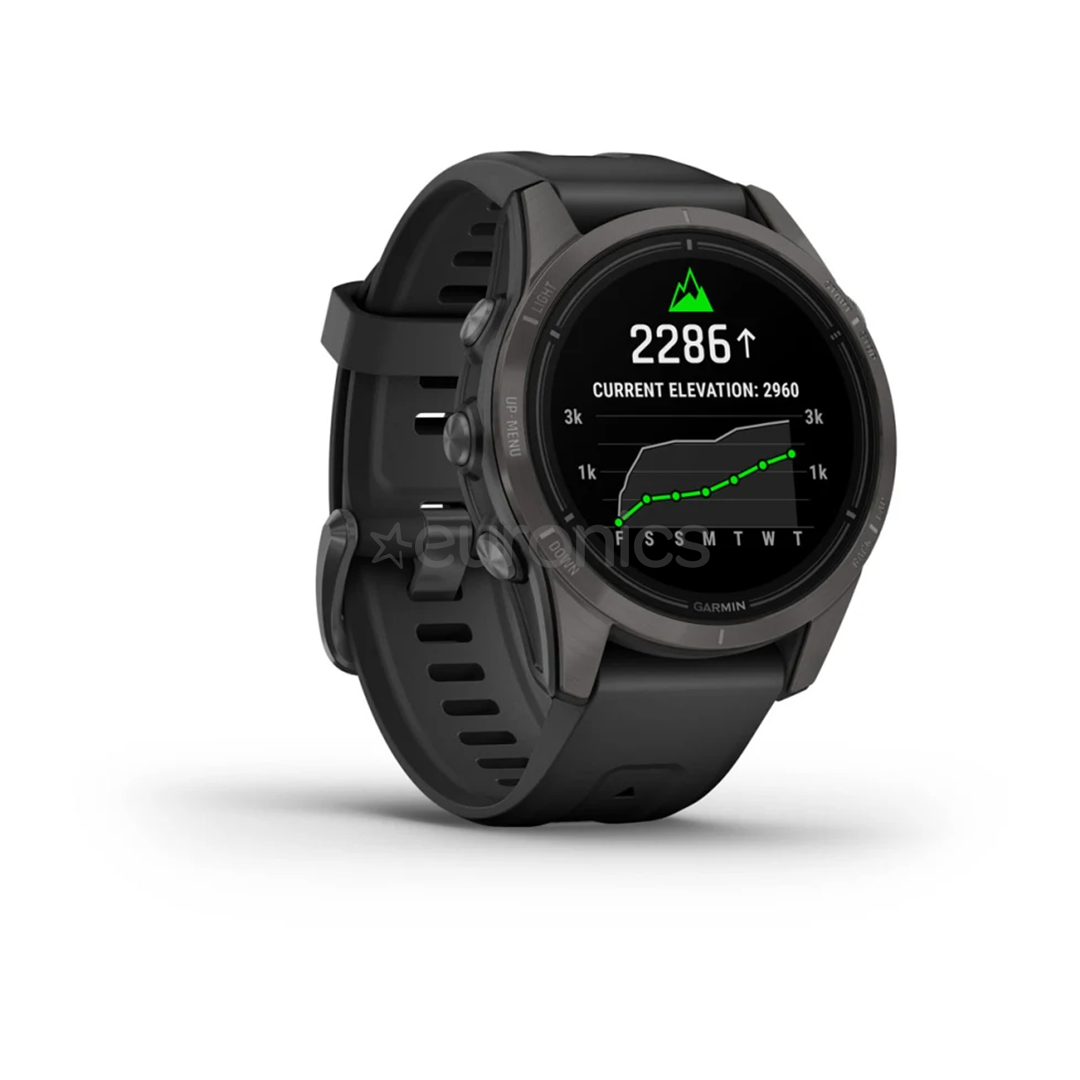 Garmin epix Pro (Gen 2), 42 mm, dark gray DLC titanium / black silicone band - Sports watch